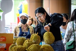 Sầu riêng được bày bán tại Bangkok, Thái Lan ngày 28/5/2020. Ảnh: AFP/ TTXVN