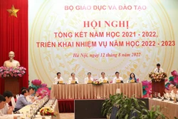 Phó Thủ tướng Chính phủ Vũ Đức Đam tới dự và chủ trì hội nghị tại điểm cầu Hà Nội. Ảnh: Thanh Tùng - TTXVN 