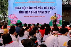 Toàn cảnh Ngày hội sách và Văn hóa đọc ở Hòa Bình. Ảnh: Thanh Hải - TTXVN 