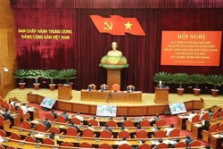 Tổng Bí thư Nguyễn Phú Trọng chủ trì hội nghị về phát triển vùng Đồng bằng Sông Hồng.Ảnh: Trí Dũng –TTXVN