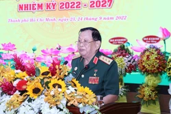 Thượng tướng Nguyễn Văn Được, Chủ tịch Hội Cựu chiến binh Việt Nam, phát biểu tại Đại hội Hội Cựu chiến binh Thành phố Hồ Chí Minh lần thứ VII, nhiệm kỳ 2022-2027. Ảnh: Xuân Khu-TTXVN 