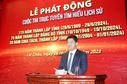 Phó Bí thư Thường trực Tỉnh ủy Lai Châu Lê Mạnh Hà phát biểu tại Lễ phát động. Ảnh: Việt Hoàng - TTXVN
