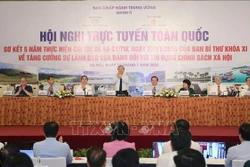 Đồng chí Trần Quốc Vượng, Ủy viên Bộ Chính trị, Thường trực Ban Bí thư và các đại biểu dự Hội nghị. Ảnh: Doãn Tấn - TTXVN