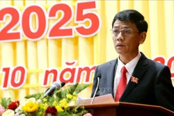 Đồng chí Lâm Văn Mẫn, Bí thư Tỉnh ủy Sóc Trăng nhiệm kỳ 2020-2025, phát biểu tại Đại hội. Ảnh: Trung Hiếu-TTXVN