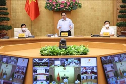 Thủ tướng Phạm Minh Chính, Trưởng Ban Chỉ đạo chủ trì buổi làm việc trực tuyến với các địa phương và 9.043 xã, phường, thị trấn trên cả nước. Ảnh: Dương Giang-TTXVN