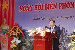 Chủ tịch UBND tỉnh Lạng Sơn Hồ Tiến Thiệu phát biểu tại Ngày hội Biên phòng. Ảnh: Anh Tuấn – TTXVN