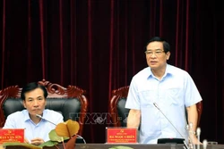 Chủ tịch Hội đồng Dân tộc của Quốc hội Hà Ngọc Chiến phát biểu tại buổi làm việc. Ảnh: Phan Tuấn Anh – TTXVN