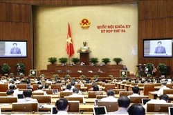 Phó Thủ tướng Thường trực Chính phủ Phạm Bình Minh làm rõ các vấn đề liên quan và trả lời chất vấn của đại biểu Quốc hội. Ảnh: Doãn Tấn – TTXVN