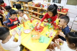 Học sinh trường Mẫu giáo Mầm non A, quận Hoàn Kiếm (ảnh tư liệu). Ảnh: Thanh Tùng - TTXVN