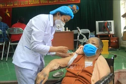 Tiêm vaccine cho người lớn tuổi tại bệnh viện đa khoa quận Ngô Quyền. Ảnh: An Đăng - TTXVN