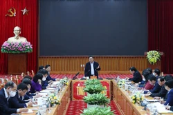 Thủ tướng Phạm Minh Chính phát biểu tại buổi làm việc. Ảnh: Dương Giang-TTXVN 