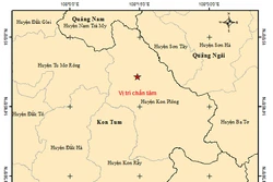 Bản đồ chấn tâm động đất ở Kon Plông (Kon Tum). Ảnh: igp-vast.vn