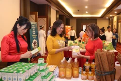 Đại biểu tham quan các gian hàng giới thiệu sản phẩm tại hội nghị. Ảnh: Quốc Khánh - TTXVN