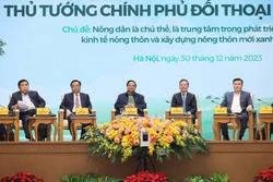 Thủ tướng Chính phủ Phạm Minh Chính và đại diện các bộ, ngành đối thoại với nông dân. Ảnh: Dương Giang - TTXVN