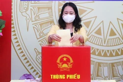 Phó Chủ tịch nước Võ Thị Ánh Xuân bầu cử tại thành phố Long Xuyên, tỉnh An Giang