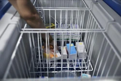 Kho bảo quản vaccine tại quận Hai Bà Trưng đảm bảo an toàn, sẵn sàng cho quy trình tiêm chủng. Ảnh: Minh Quyết - TTXVN