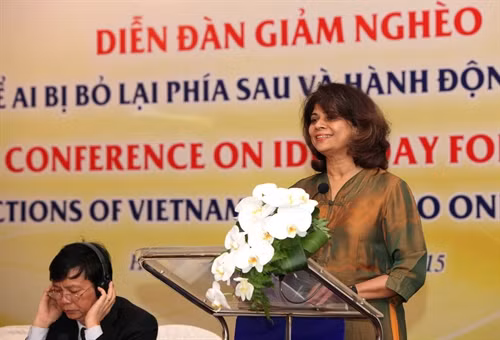Bà Pratibha Mahta, Điều phối viên Liên hợp quốc tại Việt Nam phát biểu tại diễn đàn. Ảnh: Anh Tuấn- TTXVN
