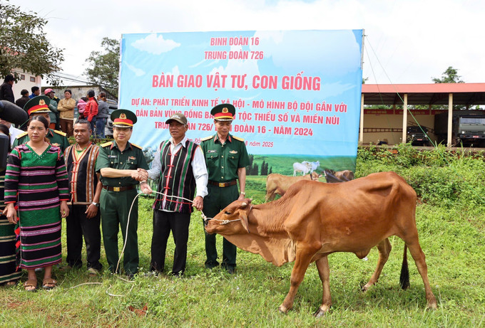 Trao tặng bò giống cho người dân vùng biên Lâm Đồng. Ảnh: TTXVN phát Trao tặng bò giống cho người dân vùng biên Lâm Đồng. Ảnh: TTXVN phát