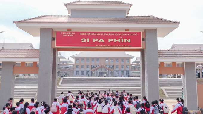 Trường Phổ thông nội trú liên cấp Tiểu học và Trung học cơ sở Si Pa Phìn, tỉnh Điện Biên. Ảnh: TTXVN phát