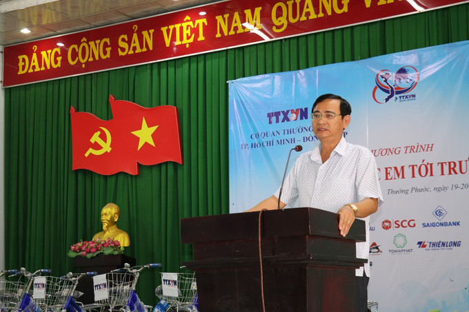 Ông Huỳnh Thanh Phú, Chủ tịch Ủy ban nhân dân xã Thường Phước, tỉnh Đồng Tháp phát biểu tại chương trình. Ảnh: Đức Tâm/TTXVN Ông Huỳnh Thanh Phú, Chủ tịch Ủy ban nhân dân xã Thường Phước, tỉnh Đồng Tháp phát biểu tại chương trình. Ảnh: Đức Tâm/TTXVN