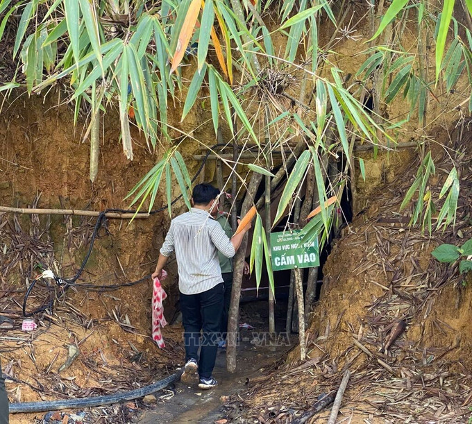 Rào chắn, cảnh báo cấm vào hầm khai thác vàng trái phép tại khoảnh 4, tiểu khu 1716, thuộc địa giới hành chính xã Đắk Ha, huyện Đắk Glong, tỉnh Đắk Nông. Ảnh: TTXVN phát Rào chắn, cảnh báo cấm vào hầm khai thác vàng trái phép tại khoảnh 4, tiểu khu 1716, thuộc địa giới hành chính xã Đắk Ha, huyện Đắk Glong, tỉnh Đắk Nông. Ảnh: TTXVN phát