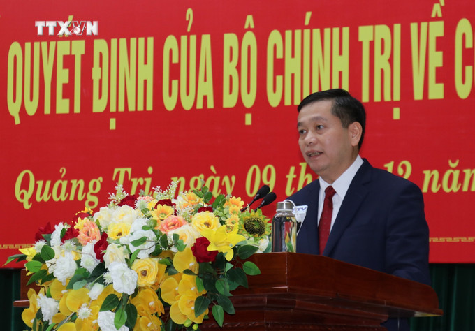 Ông Nguyễn Long Hải, Ủy viên dự khuyết Trung ương Đảng, tân Bí thư Tỉnh ủy Quảng Trị phát biểu tại hội nghị. Ảnh: Thanh Thủy - TTXVN vna_potal_dong_chi_nguyen_long_hai_duoc_chi_dinh_giu_chuc_bi_thu_tinh_uy_quang_tri_7747067.jpg