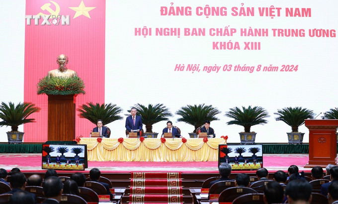 Quang cảnh phiên khai mạc Hội nghị Ban Chấp hành Trung ương khóa XIII. Ảnh: Dương Giang - TTXVN vna_potal_khai_mac_hoi_nghi_ban_chap_hanh_trung_uong_khoa_xiii_7518902.jpg