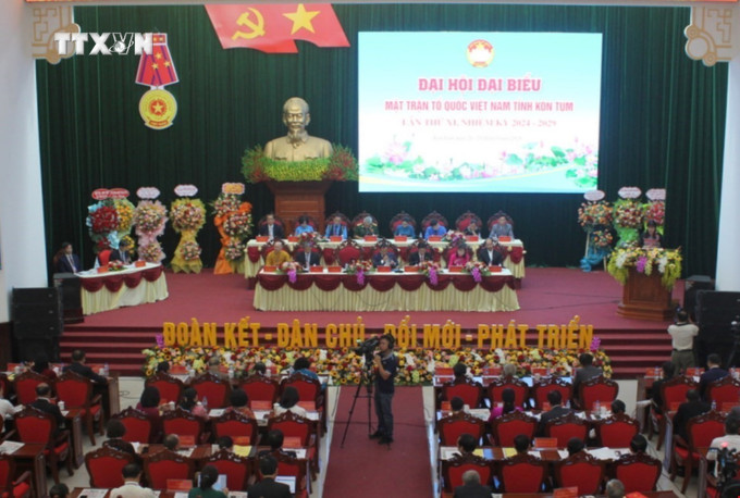 Quang cảnh Đại hội. Ảnh: Khoa Chương - TTXVN vna_potal_dai_hoi_dai_bieu_mttq_viet_nam_tinh_kon_tum_nhiem_ky_2024_-_2029_7563272.jpg