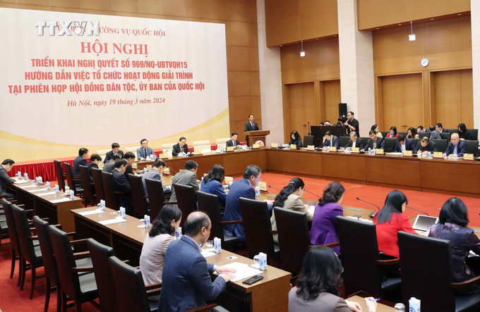 Quang cảnh hội nghị. Ảnh: An Đăng-TTXVN vna_potal_trien_khai_nghi_quyet_cua_ubtv_quoc_hoi_ve_viec_giai_trinh_tai_phien_hop_hoi_dong_dan_toc_uy_ban_cua_quoc_hoi_7278027.jpg