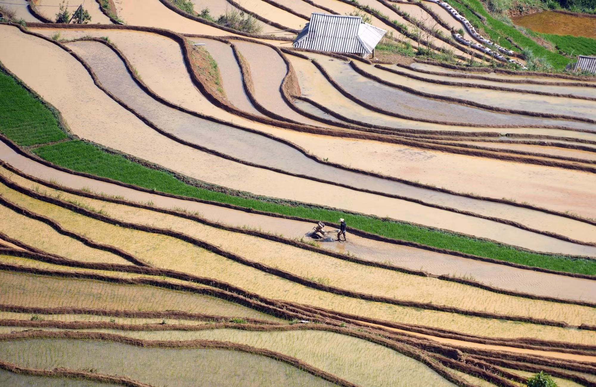 Người dân tranh thủ làm đất chuẩn bị cho mùa vụ mới.