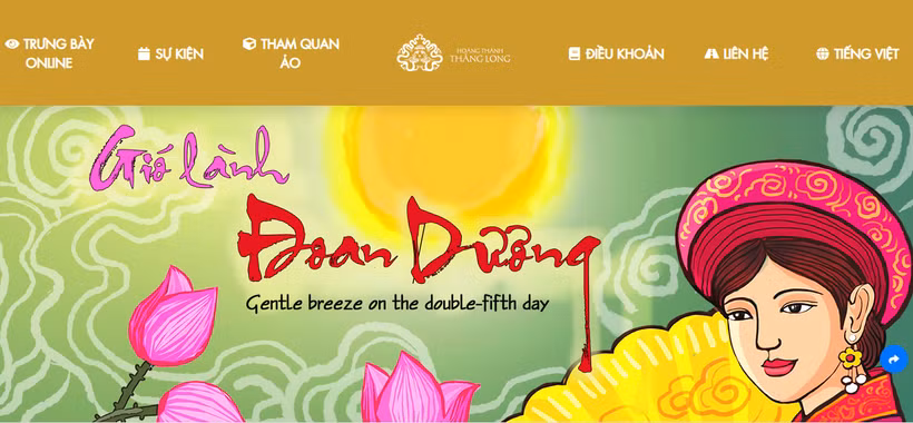 Giao diện trang trungbayonline.hoangthanhthanglong.vn giới thiệu triển lãm "Tết Đoan Ngọ xưa và nay - Gió lành Đoan Dương”. Ảnh: DTMN