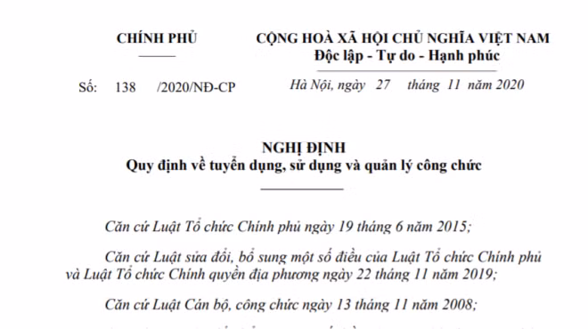 Ban hành Nghị định quy định về tuyển dụng, sử dụng và quản lý công chức