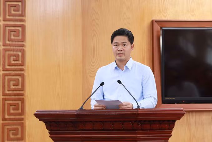 Phó Bí thư Thường trực Tỉnh ủy Lai Châu Vũ Mạnh Hà phát biểu tại Hội nghị. Ảnh: Quý Trung/TTXVN